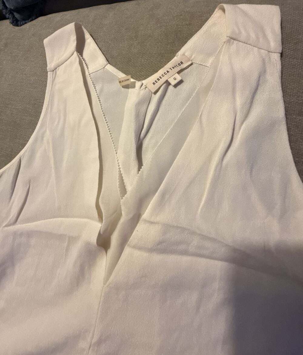 Rebecca Taylor White Sleeveless V-Neck Blouse Size 0